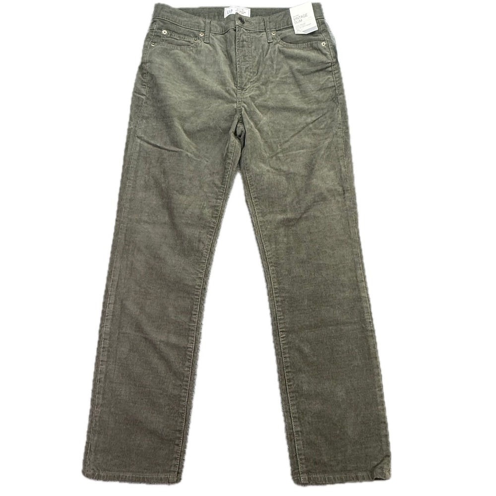 Gap Vintage Slim Pants Womens 31/12L Green Corduroy High Rise Ankle Stretch
